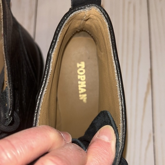 TOPMAN Black Leather Lace Up Chunky Heel Boot European size 40- US 9 Medium - Picture 7 of 9